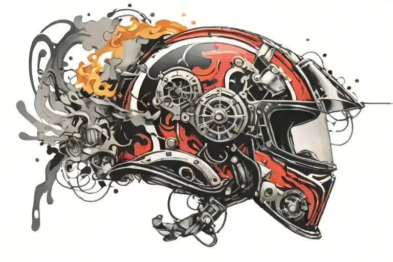 hotrod fire helmet tattoo design idea