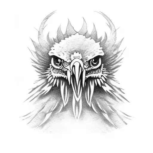 aguila saliendo de una rama de trebol quemandose tattoo design idea