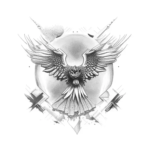 aguila azor con un trebol tattoo design idea