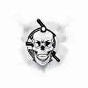 Software code forming a skull with a wrench as the jawbone tattoo design idea
