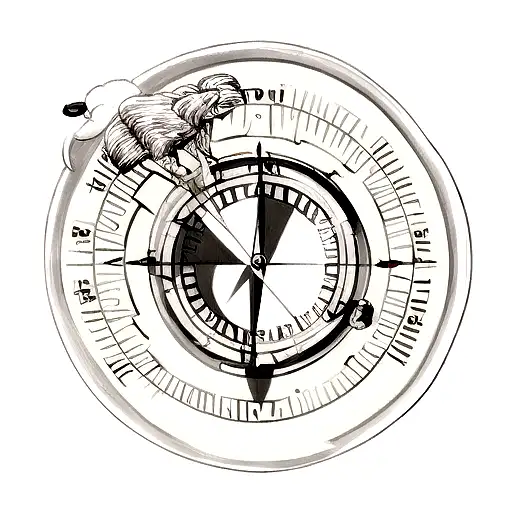 ram on arm ,compass,travel,rout,car tattoo design idea