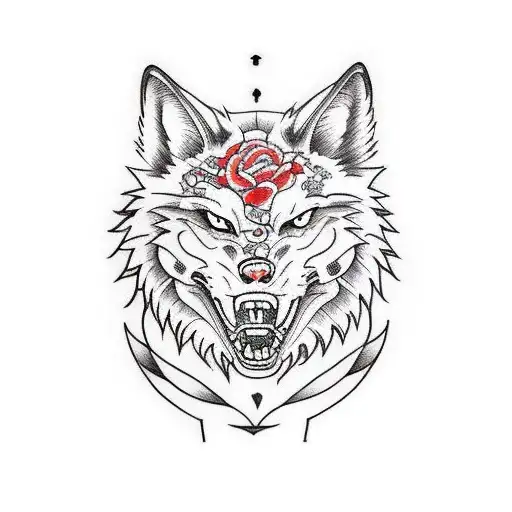 Create a tattoo that depicts a student studying while being protected by a wolf symbolizing Fenrir tattoo design idea