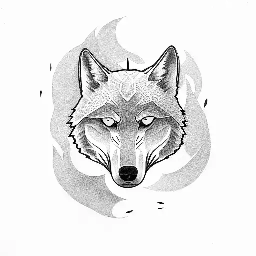 Create a tattoo that depicts a student studying while being protected by a wolf symbolizing Fenrir tattoo design idea