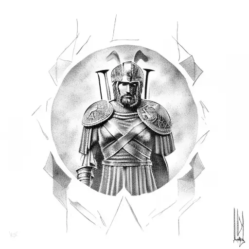 leonidas the spartan king standing alone vs xerkze army tattoo design idea