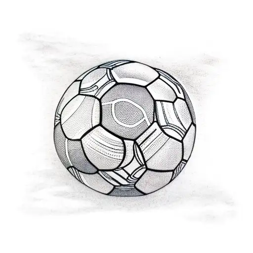 Soccer ball surrounded by gym equipment tattoo design idea