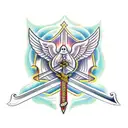 a sword crossing a dove tattoo design idea