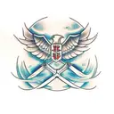 a sword crossing a dove tattoo design idea