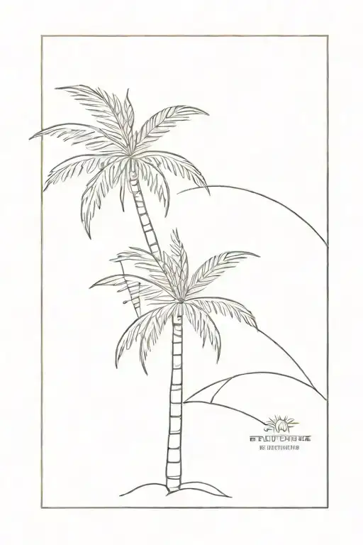 fine line palm tree tattoo design idea