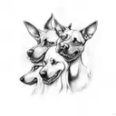 Three headed hell hound biting chain tattoo design idea