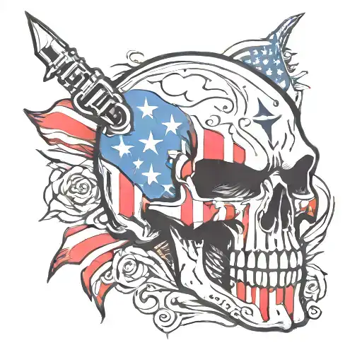 punisher skull American flag   tattoo design idea