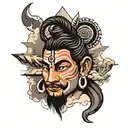 shiva with Kedarnath temple and mount Kailash behind tattoo design idea