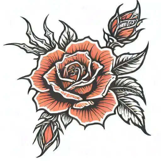 hand rose with thorns tattoo design idea