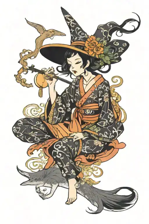 witchy woman tattoo design idea