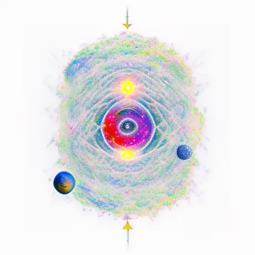 A cosmic representation of the interconnectedness between science and spirituality tattoo design idea