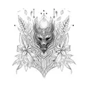 An intricately designed blackwork tattoo of a lush tropical rainforest with a hidden waterfall, wrapping around the forearm. tattoo design idea