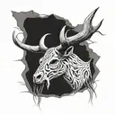 Create me a black and white sleeve tattoo that has a bull skull and a desert setting with a tumble weed  tattoo design idea