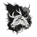 Create me a black and white sleeve tattoo that has a bull skull and a desert setting with a tumble weed  tattoo design idea