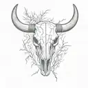 black and white rustic line work bull skull sleeve tattoo with full desert background and tumble weed  tattoo design idea