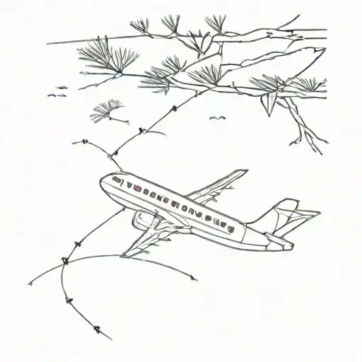 airplane and cedar tree intertwined tattoo design idea
