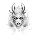 devil black lady tattoo design idea