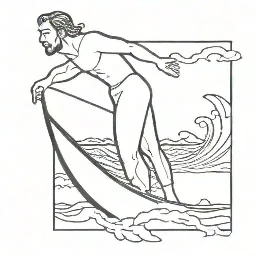 big z with a surfboard leaning tattoo design idea