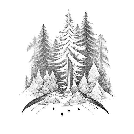Blackwork "Forest" Tattoo Idea BlackInk AI