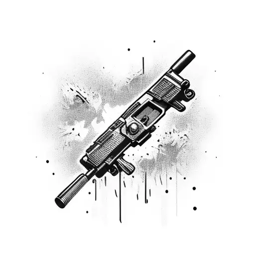 Rap-themed Glock with extended magazine tattoo design idea