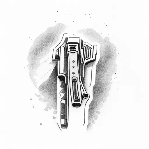 Glock with extended clip in black-grey style tattoo design idea