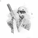 Drugs-inspired Glock with stick tattoo design idea