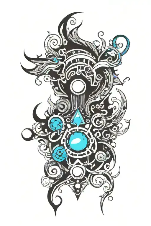 Monster, smoke, cyan gem, mysterious, dark, secret, alternative, different tattoo design idea