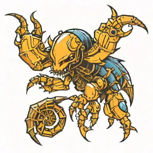 A new-school interpretation of the Scorpio symbol incorporating elements of the October and November birthstones tattoo design idea