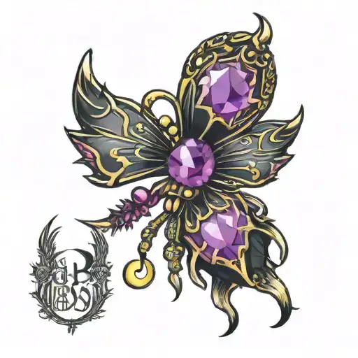 words that say "best bitches" with a Scorpio symbol and October and November birthstones tattoo design idea