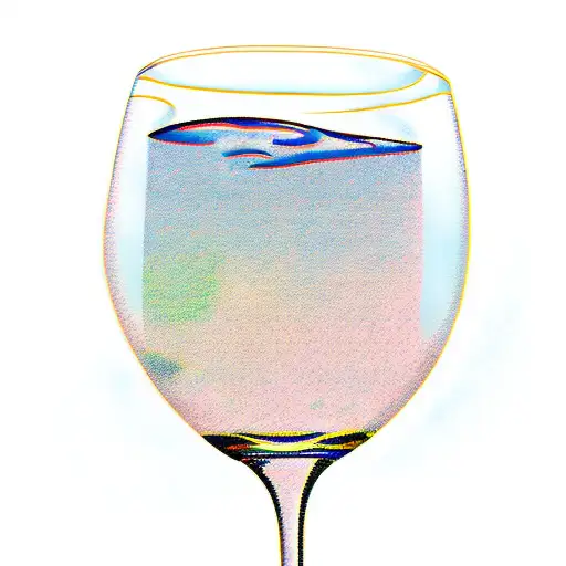 wine glass with Jersey shore ocean tattoo design idea