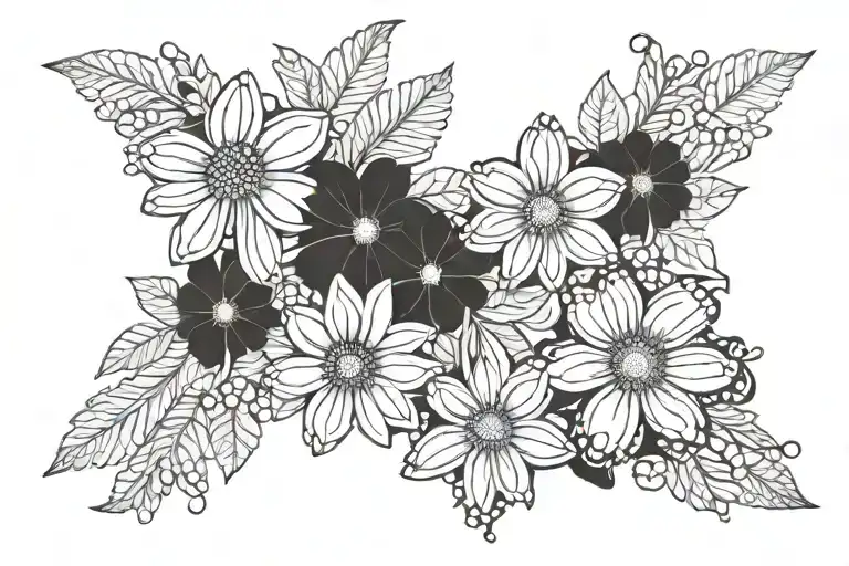 lace pattern with daisies growing tattoo design idea