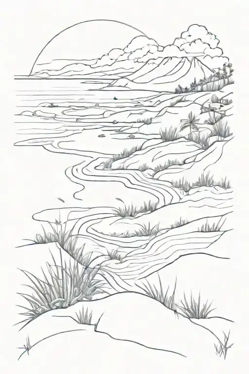 beach dunes tattoo design idea