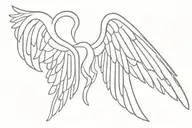 Draw me a sun underneath, write Sunny and on the sides angel wings tattoo design idea