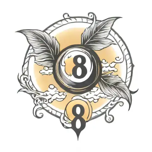 small sunset tattoo featuring the number 8 ball tattoo design idea