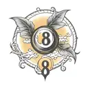 small sunset tattoo featuring the number 8 ball tattoo design idea