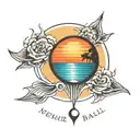 small sunset tattoo featuring the number 8 ball tattoo design idea