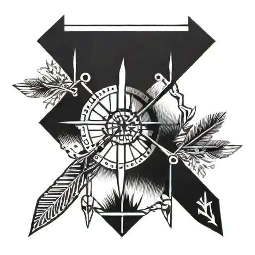 two nine and a half inch rulers crossed arrows tattoo design idea