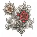 two rulers crossed over tattoo design idea