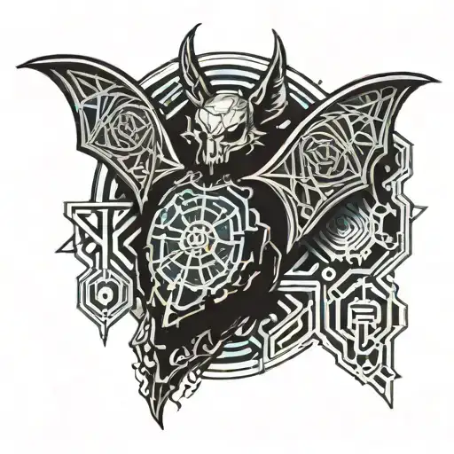 gothic bat holding tattoo design idea