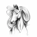 black race horse with a green opal necklace  tattoo design idea