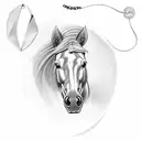 black race horse with a green opal necklace  tattoo design idea