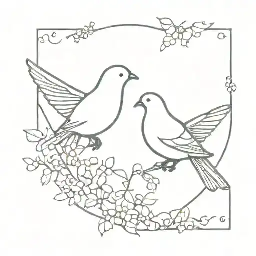 two doves delivering forget me not tattoo design idea