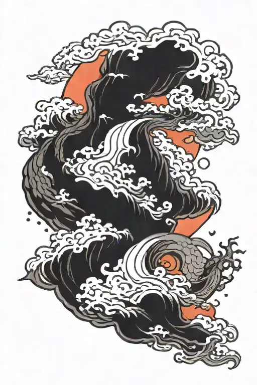 wu wei aquarius space mountains philosophy  tattoo design idea