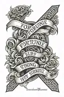 Fortune Helps the Strong text tattoo design idea