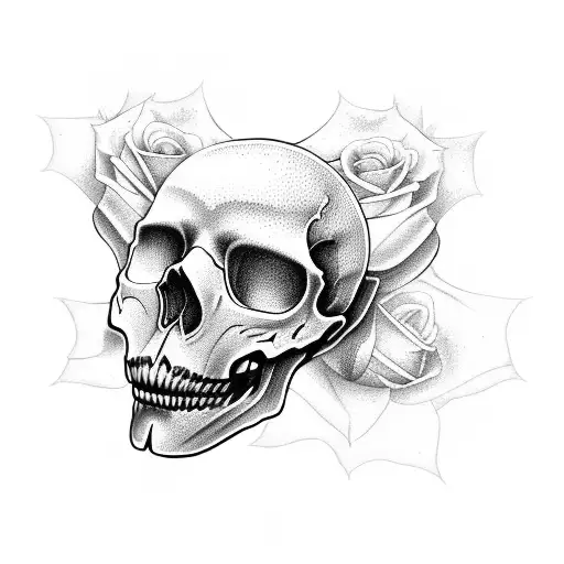 clouds angel skull roses  tattoo design idea