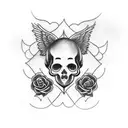 clouds angel skull roses  tattoo design idea