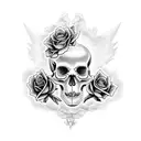 clouds angel skull roses  tattoo design idea